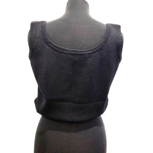 St John Basics Black Santana Knit Cropped Tank Sweater Size S - Picture 3 of 10
